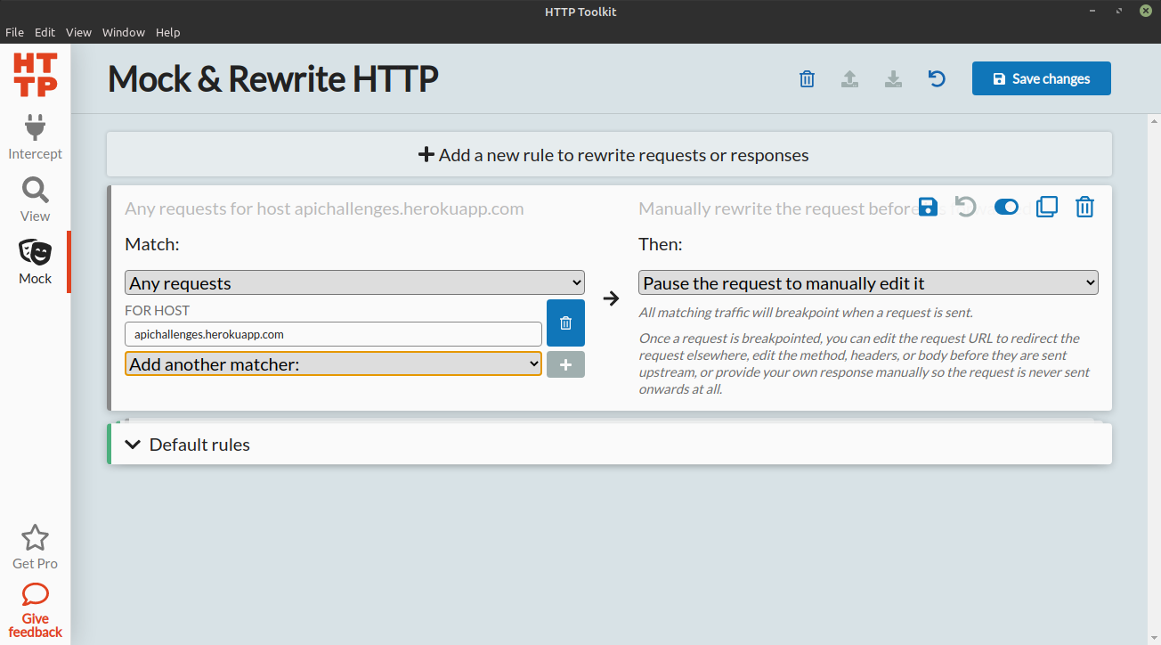 HTTP Toolkit mock and rewrite